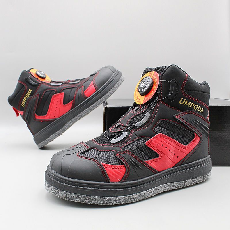 New Large Size Outdoor High-Top Shoes for Men Fishing Non-Slip Reef Climbing Sea Fishing Wild Fishing Waterproof Felt Bottom Fishing Shoes