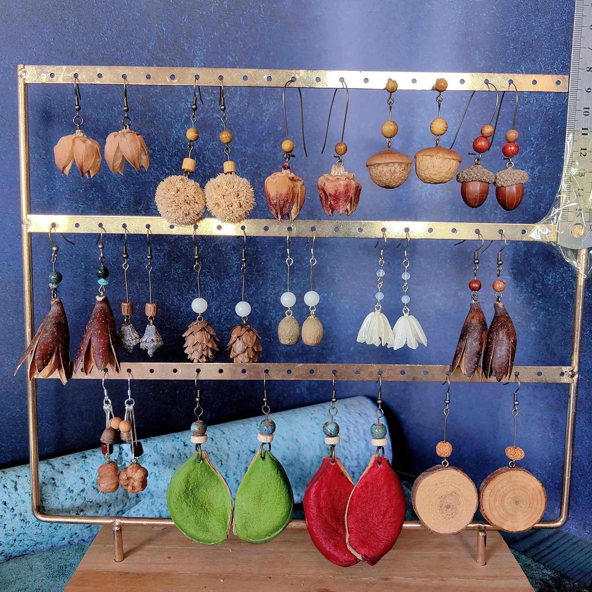 Серьги из растений, винтажные, стиль Мори, шишка, желудь, креативные, длинные, деревянные, натуральные, сушеные фрукты, этнические серьги