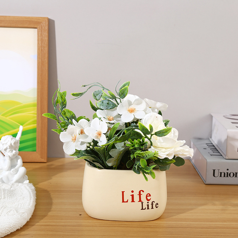 Simple plastic flowerpot empty pot artificial flower potted living room furniture decorations balcony bionic green plant wholesale