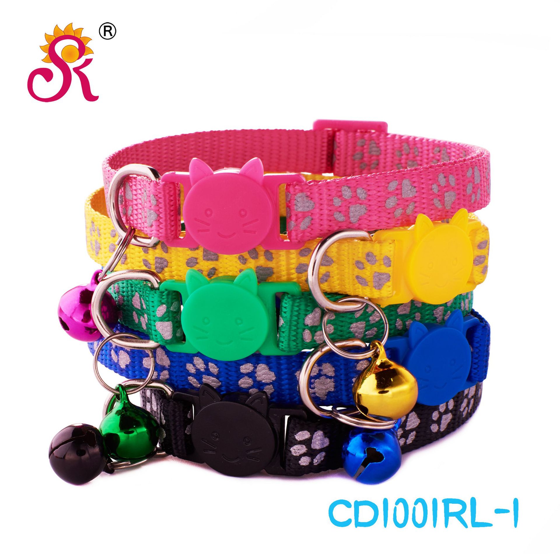 1.0 Collar Reflective Footprint Dog Collar Cat Collar Bell Collar Large Spot Pet Supplies