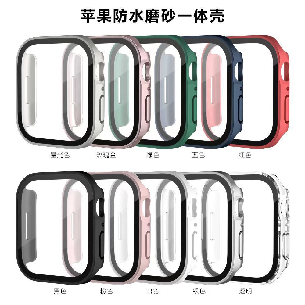 Suitable for Apple Iwatch456789Se/Uitra10 11 Watch Straight Edge Waterproof Electroplated Frosted Integrated Case