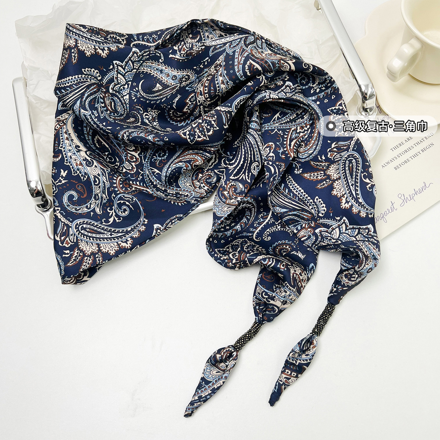 Vintage Paisley Silk Scarf for Women, Waist Triangle Scarf, Belt, Jeans Waist Accessory, Versatile Neck Scarf Wholesale