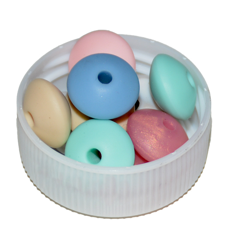 Silicone Beads 12mm Abacus Beads Spacer Beads Baby Molar Loose Beads Hand-Beaded Colorfulful Round Beads Teether