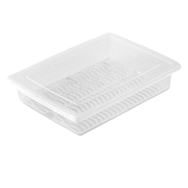 Refrigerator Frozen Fish Drain Box Kitchen Classification Storage Box Plastic Rectangular Refrigerated Storage Box with Lid