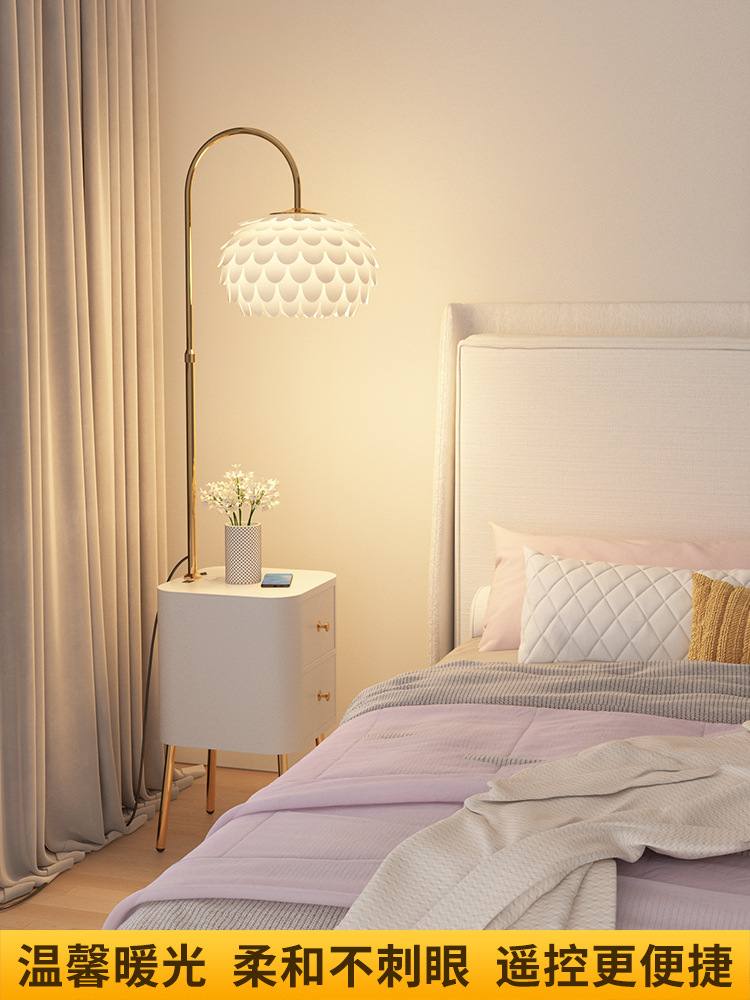 Cream Bedside Table with Lamp New Light Luxury Children's Smart Flat Replacement Small Narrow Side Table Storage Rack Table Lamp Integrated