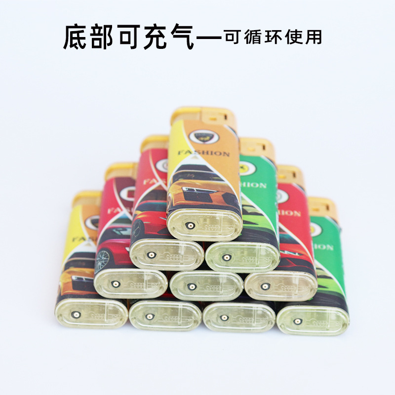 Shaodong Source Factory Outlet Bozhong 666 Wrapped Paper Large Blue Flame Straight Lighter Aerated Windproof Lighter