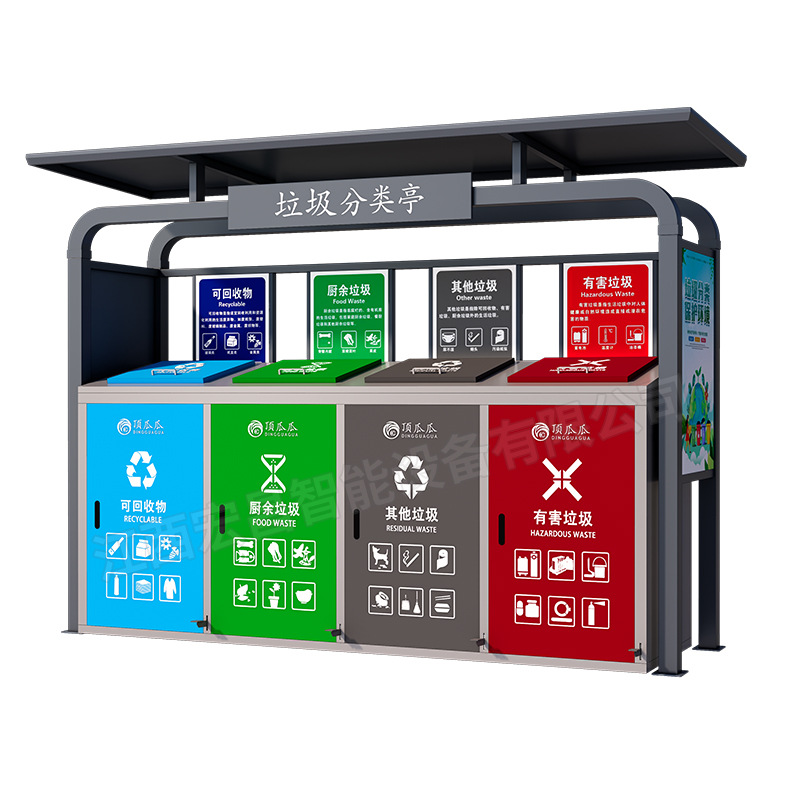 Outdoor Garbage Shed, Community Recycling Station, Garbage Collection Shed, Foot-Operated Four-Category Garbage Shed, Community Street Garbage Shed
