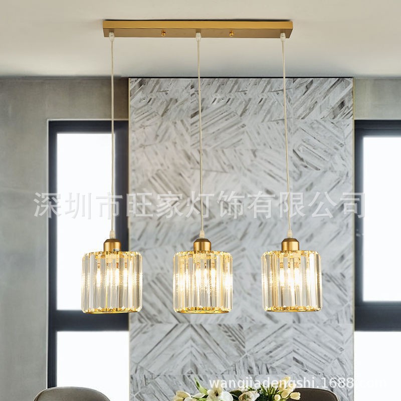 Nordic Restaurant Crystal Chandelier Modern Simple Creative Art Staircase Cafe Bar Three-Head Cross-Border Wholesale