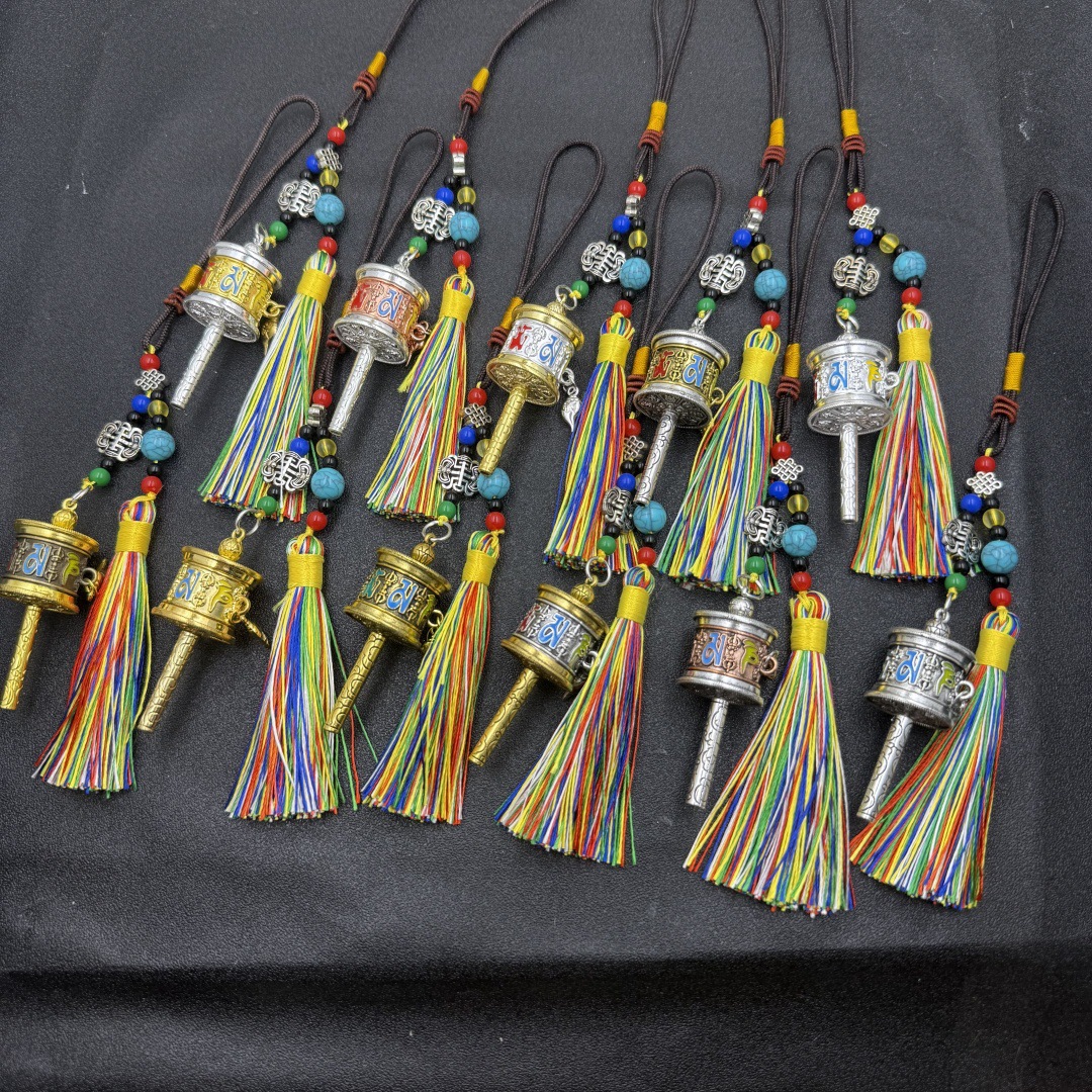 Кулон с молитвенным колесом Xizang, шести символов, с бахромой, для сумки, брелок