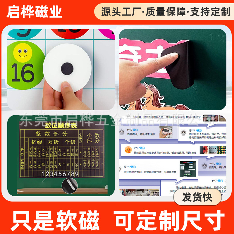 Round Adhesive Rubber Soft Magnetic Sheet Strong Self-Adhesive Dot Magnet Amazon Foreign Trade Soft Magnetic Point Magnetic Patch