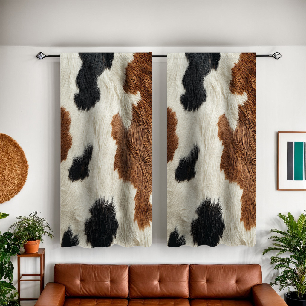 Support Jit Shipping, Cross-Border Exclusive Factory Direct Sales Cowhide Fur Artificial Digital Printing Processing Curtains and Screens