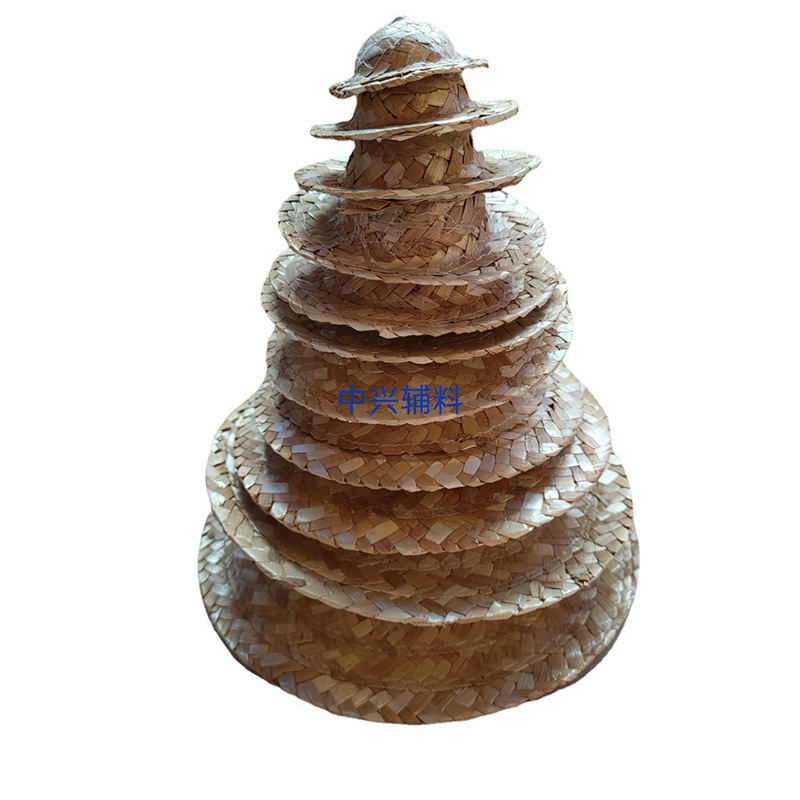 Hand-Woven Small Straw Hat Craft Straw Mini Small Straw Hat DIY13CM Self-Mockery Bear Yellow Duck Mini Straw Hat