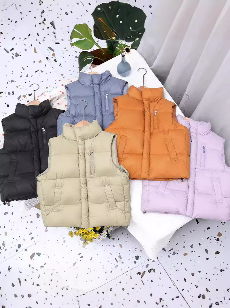 2024 New Children's Down Vest Men's and Women's Middle and Big Children's Vertical Collar Ware White Duck Down Outer Wearing Vest