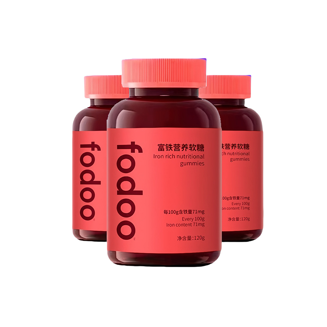 Fodoo High-Content Iron-Rich Gummies for Vitality, Suitable for Women, Sports Enthusiasts, and Pregnant Women. Iron Supplements in Gummy Form, 3.6Mg Per Piece
