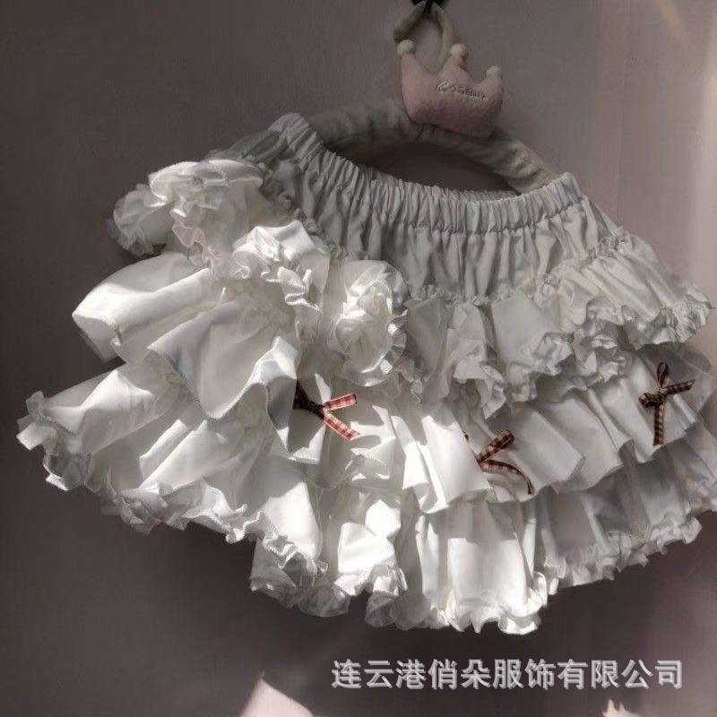 Qiao Duo Pure Desire Sweet Puffy Cake Skirt Small High Waist Slimming Lace Ballet Loose Waist Half Skirt