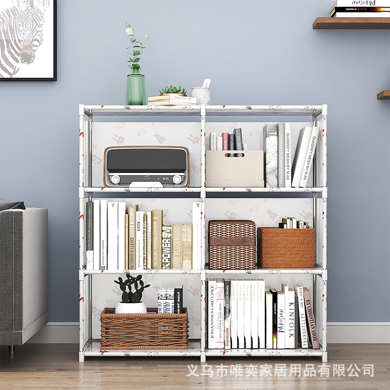 Custom Wholesale Simple Multi-layer Assembly Bookshelf Floor Storage Rack Table Bookcase Children's Creative Storage Cabinet