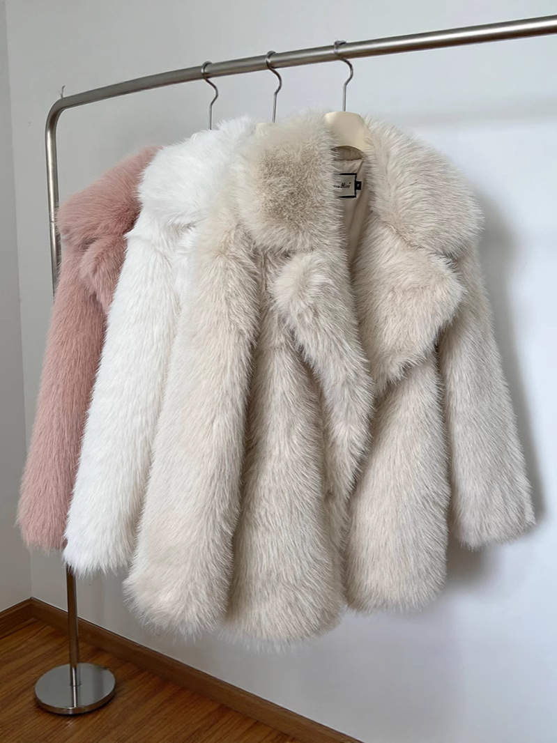 European and American New Fur Coat Mid-length plus size Women's Lapel Fox Fur Toca Artificial Wool X0050