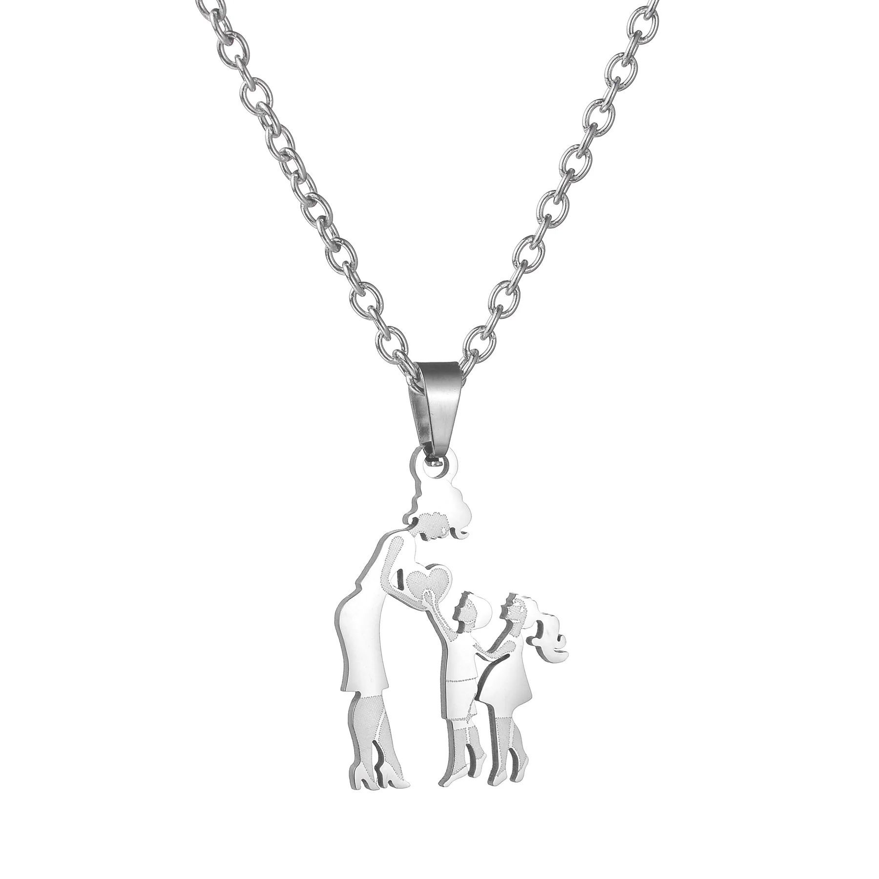 Mothers and Children Family Stainless Steel Necklaces Silver
