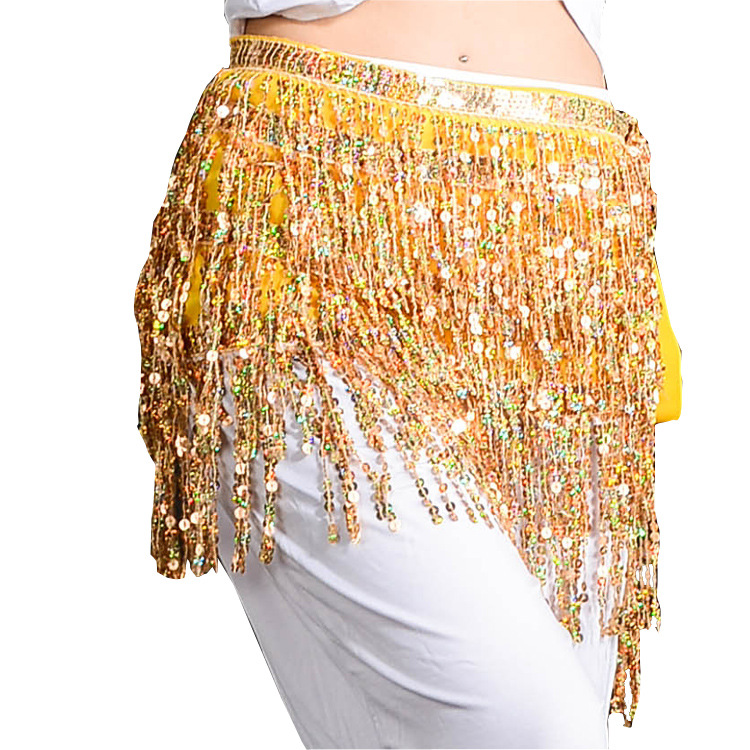 Halloween Belly Dance Performance Costume Sexy Sequins Tassel Hip Tablet Beadlet Waist Chain Indian Dance Performance Waist Tablet