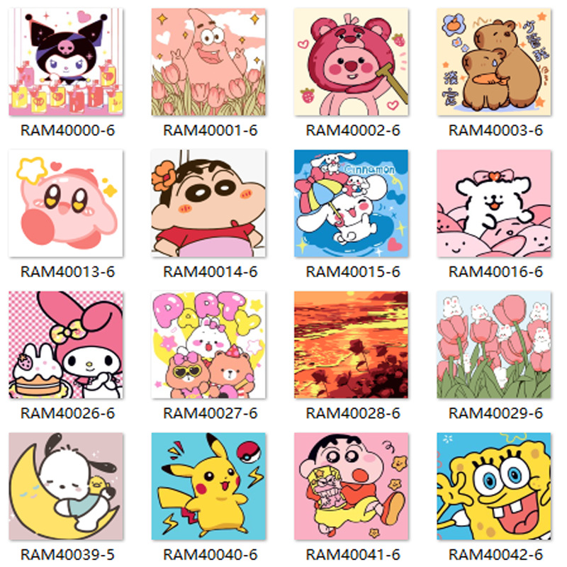 20*20 digital oil painting diy children's animation landscape acrylic hand coloring painting stationery shop night market stall wholesale