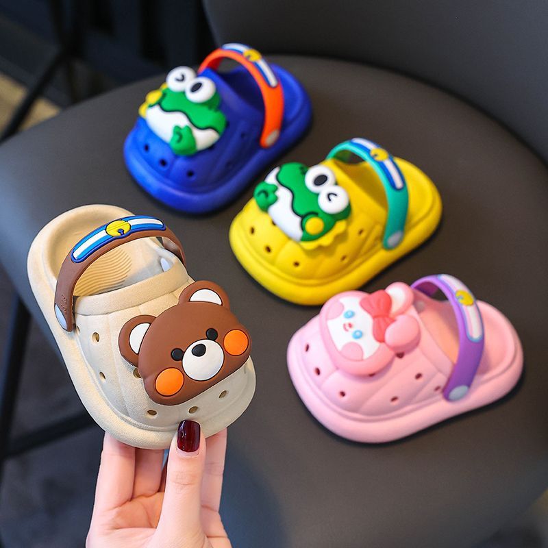Летние тапочки для мальчиков Баотоу домашние нескользящие мягкое дно милые мультяшные детские обувь с отверстиями