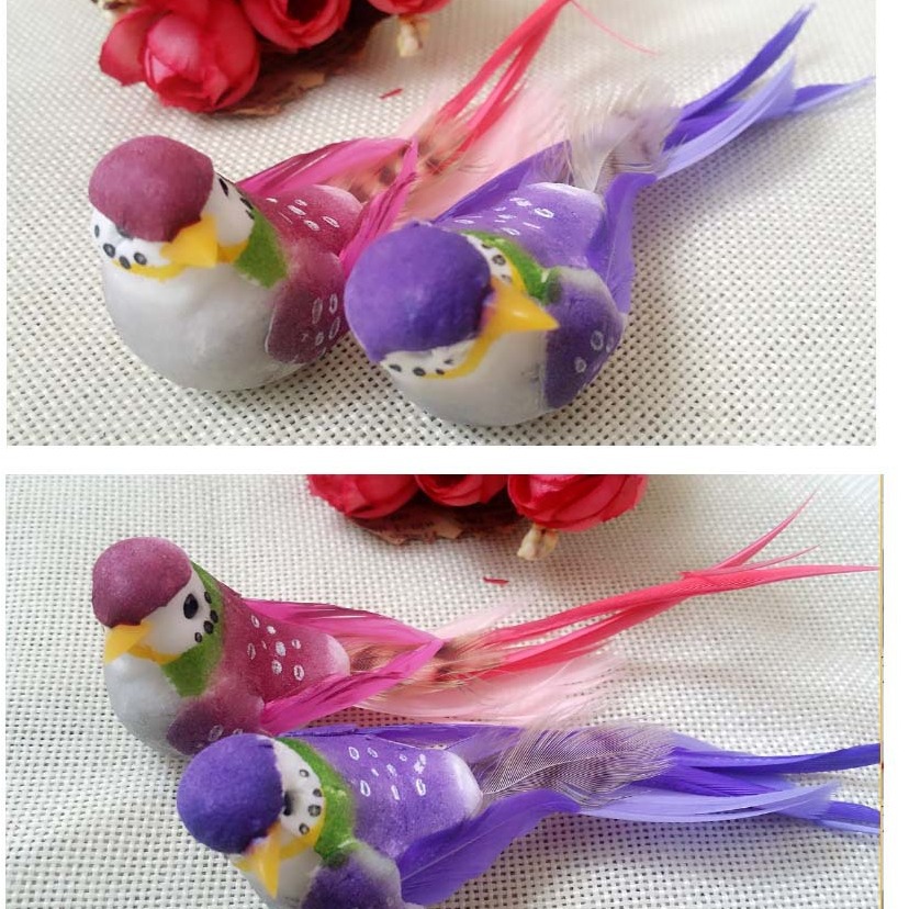 13cm four-color long-tailed feather bird/small river Sparrow/silk edge decorative bird simulation bird