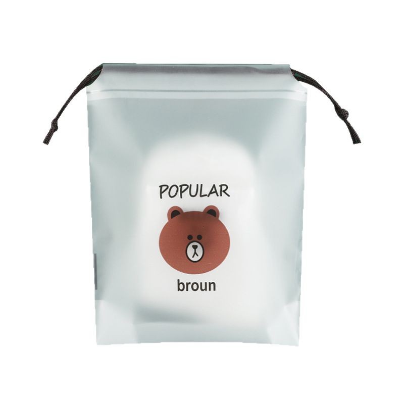 Cartoon Cute Drawstring Bag Travel Packaging Drawstring Bag Frosted Translucent Dustproof and Moisture-Proof Shoe Storage Bag Portable