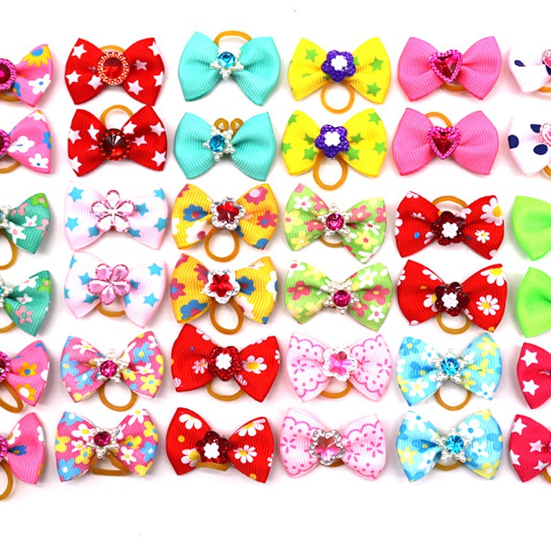 Hot Selling Pet Bow Head Flower Dog Headdress Rubber Band Pet Accessories Wholesale in Stock