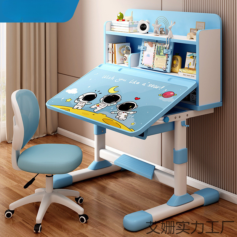 Study Desk Set, Children's Study Table, Writing Chair, Primary School Student Writing Home Lift Desk, Posture Correction Table