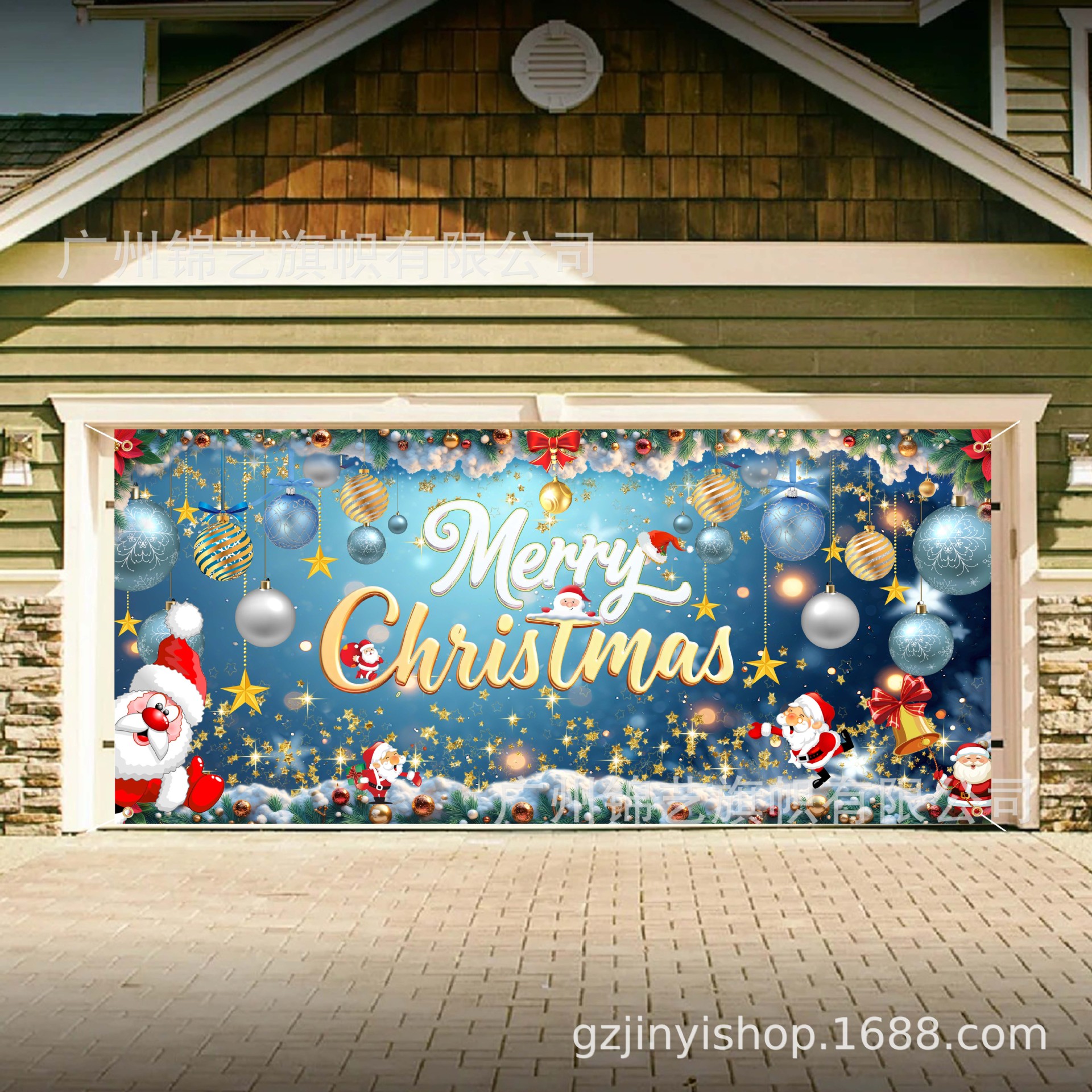 Amazon's New Best-Selling Christmas Garage Door Christmas Tree Holiday Decoration Atmosphere Outdoor Background Cloth Hanging Cloth