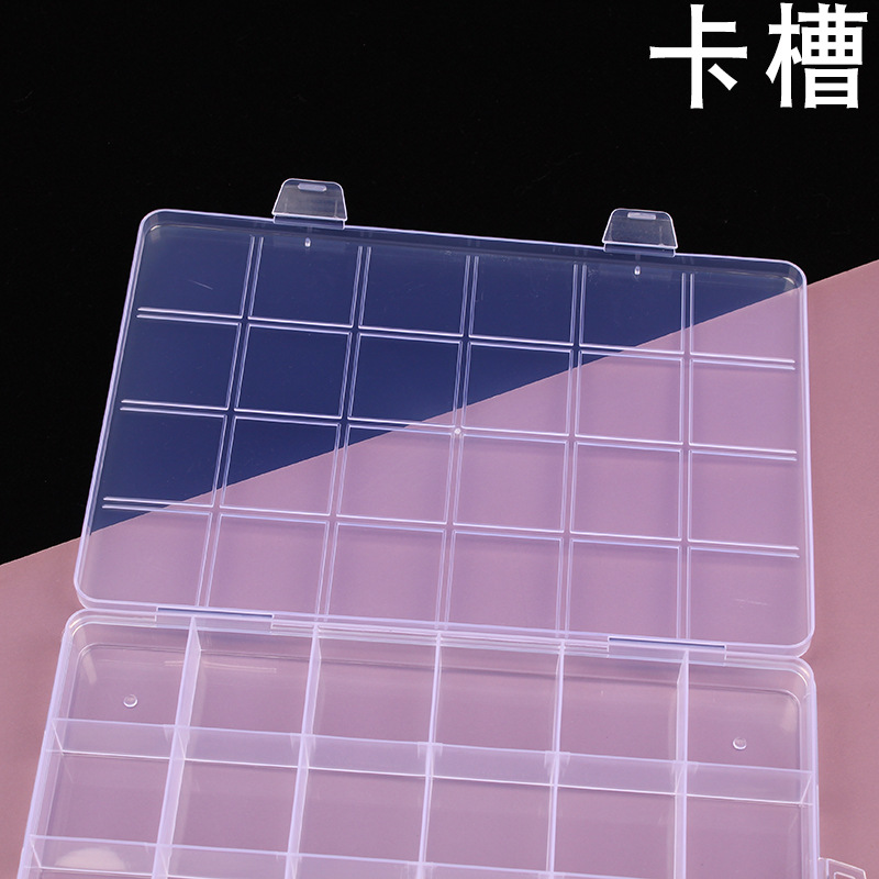 Fixed Card Slot 24-Grids Storage Box Parts Classification Transparent Plastic Box Small Accessories Box Jewelry Beaded Packaging Box