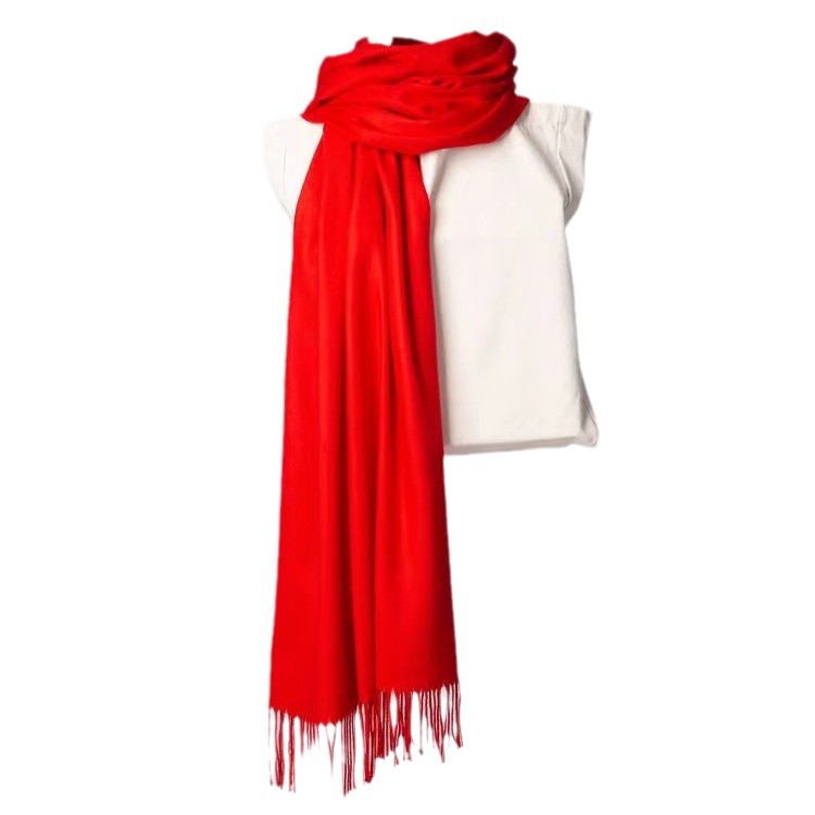Red Scarf Women's Autumn and Winter High-end Korean All-match Warm Thick Shawl Annual Meeting Gift Red Scarf