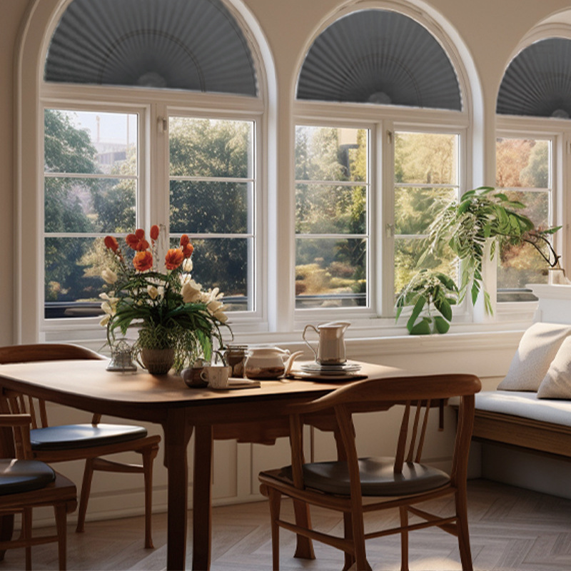 Punch-free Arc Window Folding Curtain Semi-circular Simple Folding Curtain Cutting Semi-shading Pleated Curtain