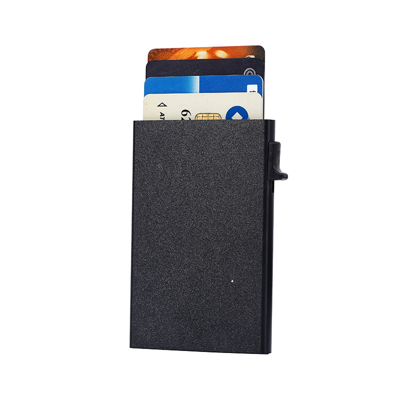 Amazon hot sale rfid blocking aluminum alloy card case automatic pop-up card case laser logo