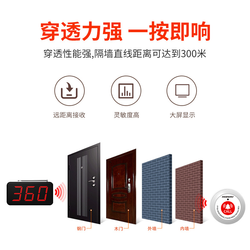 English version caller Tea House restaurant KTV chess room wireless service bell restaurant Box English caller