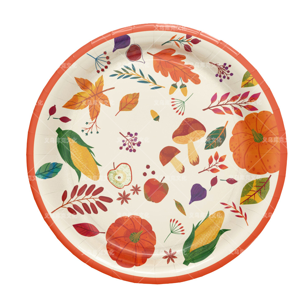 Thanksgiving Party Theme Thankgiving Disposable Paper Tray Paper Cup Tissue Birthday Products Decoration Set