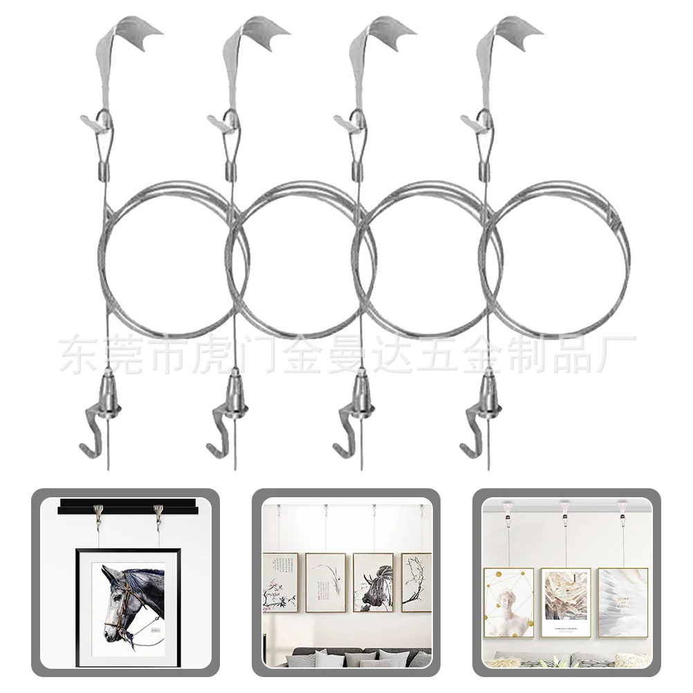 Painting exhibition steel wire hook hanging wire hanging rope steel wire hanging hook adjustable hanging mirror wire steel wire hanging painting device