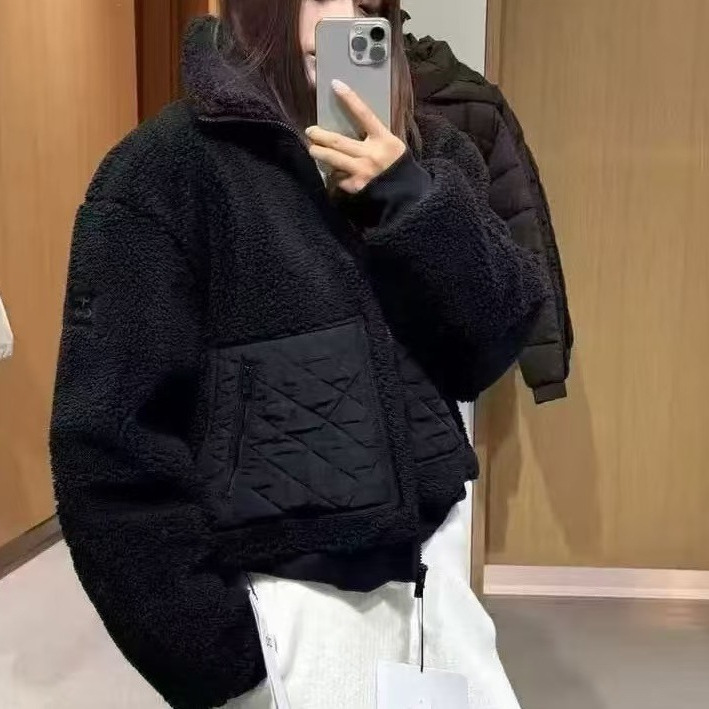 Короткое пальто из овечьей шерсти 25 осень/зима новое утолщенное теплое с воротником-стойкой молнией хлопковое пальто