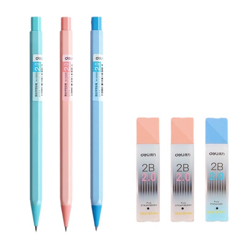 Deli 58800 mechanical pencil 2b thick head hb examination stationery 2.0 continuous core primary school children thick core wholesale