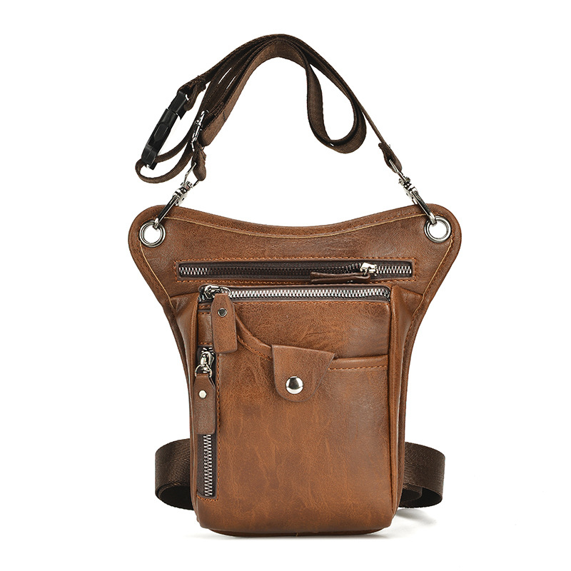 Cross-border foreign trade new trend men's leg bag outdoor sports pu waist bag Korean retro cycling bag wholesale