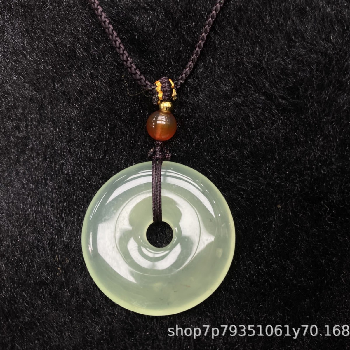 Manufacturer Wholesale Agate Sweater Chain Necklace Peace Buckle Accessory Pendant Ornament Chinese Style National Style Green Agate