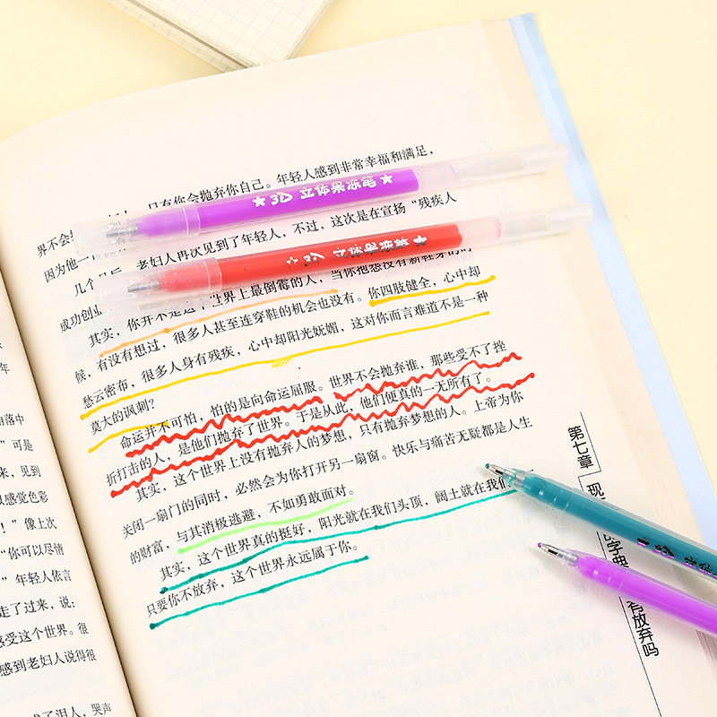 Jelly Pen Large Capacity Planner Highlighter Student Colorful Juice Pen Girly Creative Gel Pen Colored Ink