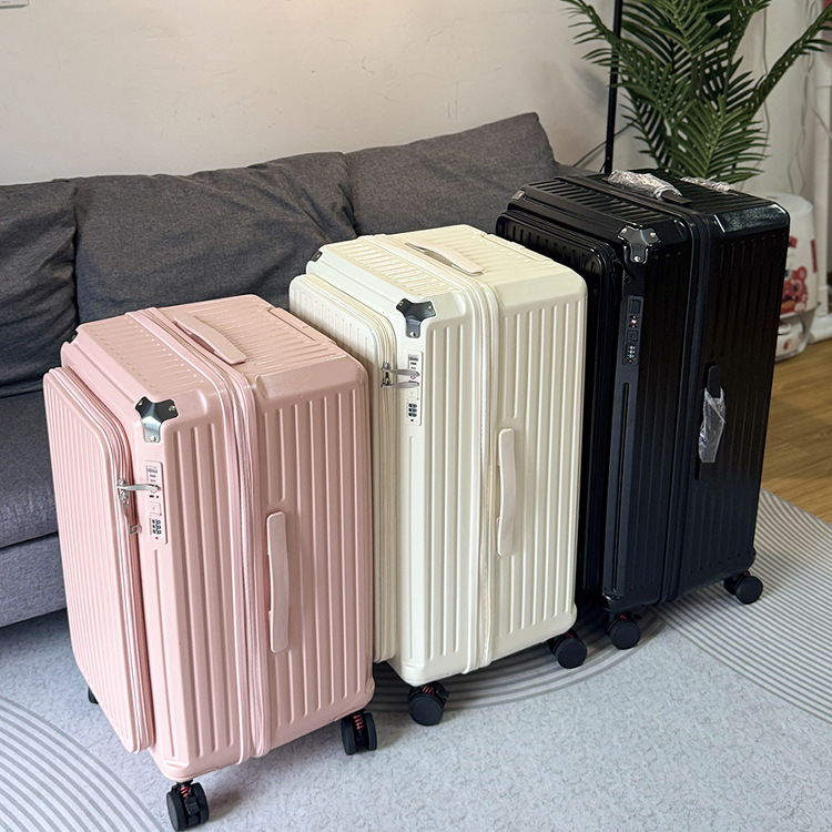 Side-Opening Suitcase, Large Capacity, Expandable, New Thickened Five-Wheel Trolley Case, Password Suitcase, Suitcase for Men and Women