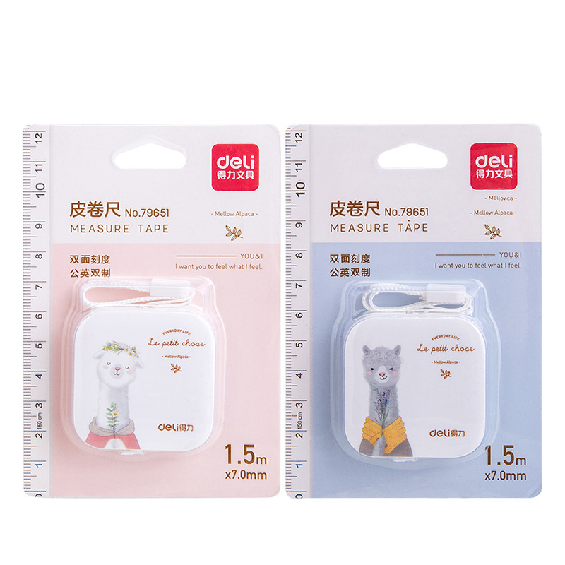 Deli 79651 tape measure 1.5m * 7mm portable mini plastic three-circumference measuring tape measure tape measure wholesale