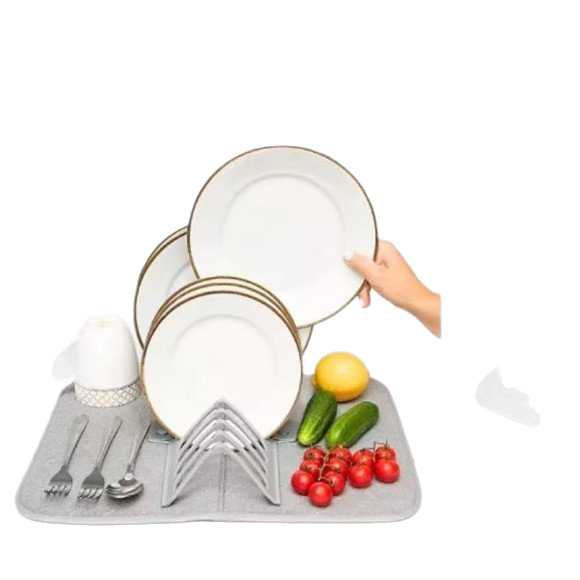 Nordic Style Solid Color Foldable Storage Bowl Coaster Kitchen Dish Table Mat Cloth Mat Removable Drain Mat