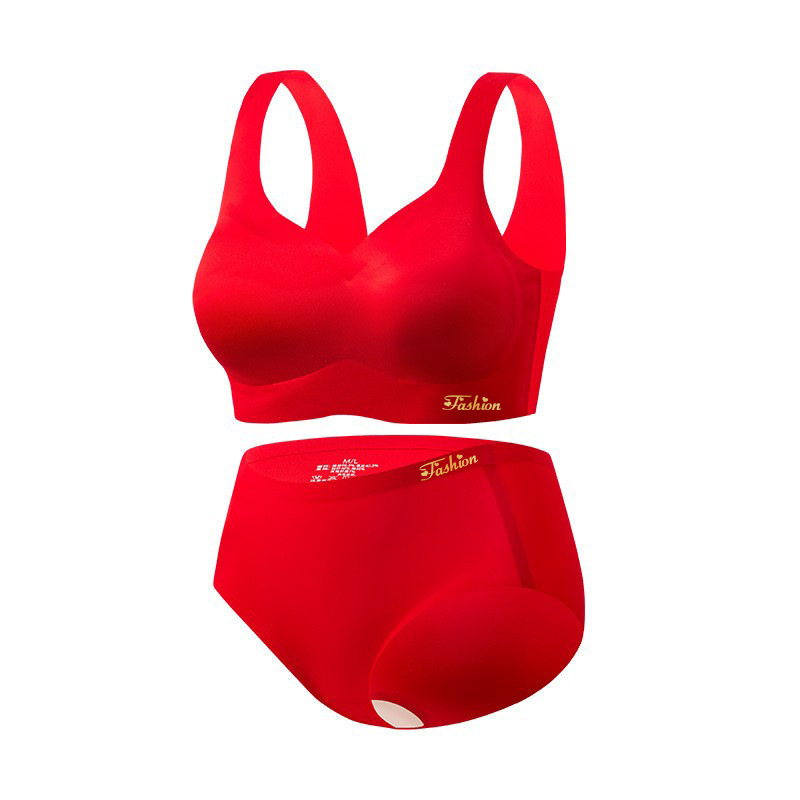 U8166 Red Boxed Bra suit Women's Life Year New Year Traceless One-piece Fixed Cup Comfortable Underwear