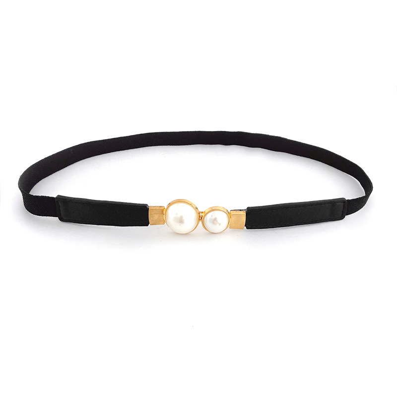 Vintage Pearl Buckle Belt Simple Spring and Summer Elegant Women's All-match Decorative dress Elastic Waist Seal Belt