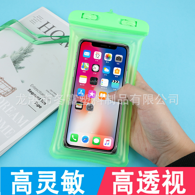Outdoor swimming drifting inflatable mobile phone waterproof bag airbag waterproof bag touch screen fingerprint unlock waterproof case customized