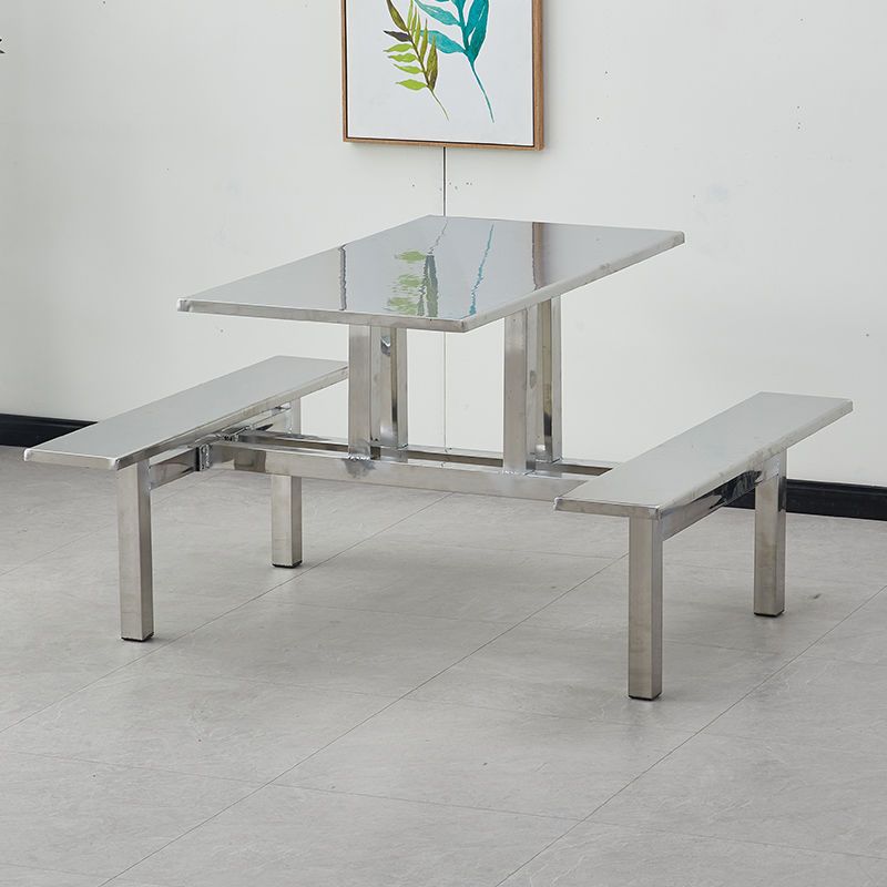 Stainless Steel Cafeteria Dining Table for 4, 6, 8 People, School Cafeteria Dining Table, Employee Factory Fast Food Dining Table and Chairs, Thickened and Integrated