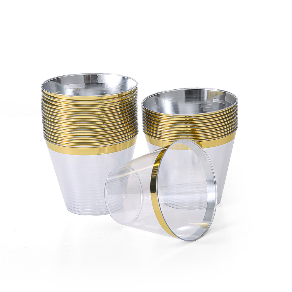 Ready-Made Disposable Tableware Gold-Rimmed Set Knife, Fork and Spoon Serving Birthday Party Set Amazon Xiyin Cross-Border